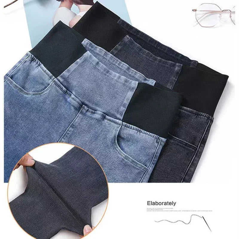 PTKPCC New Elastic Waist Skinny Jeans Women Spring Slim Stretch Denim Pants Vintage Pencil Vaqueros Mom Pantalones De Mujer
