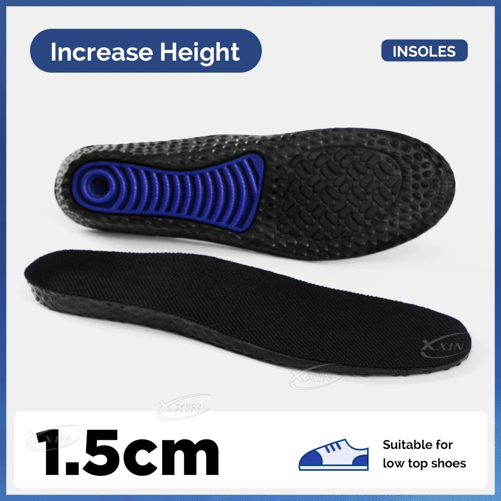 【Xxin】1.5/2.5/3.5cm Height Increased Shoe Insoles Invisiable Shock Absorption Insole Gel Shoe Pad