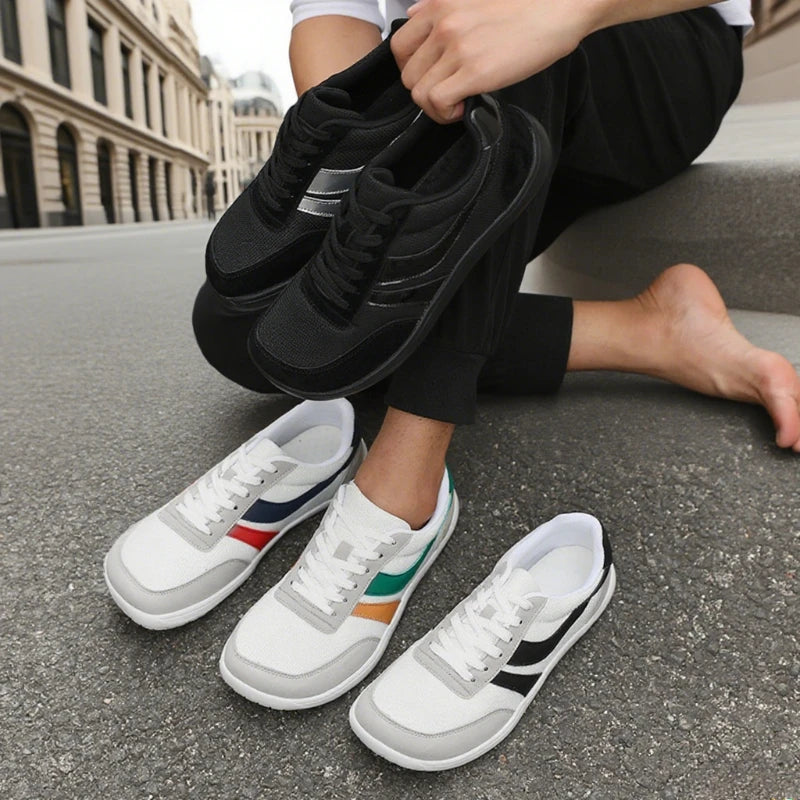 Summer Wide Toe Barefoot Shoes for Men Zero Drop Non-Slip Minimalist Walking Shoes 2025 New Breathable Lace Up Fashion Sneakers