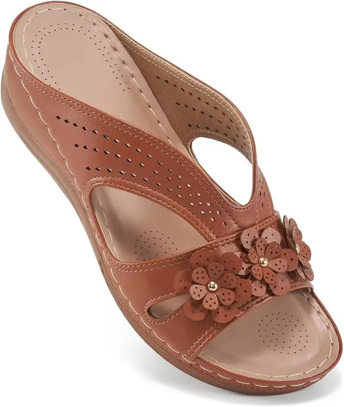 High Quality Women's Simple Shoes Summer Retro Roman Sandals Women Casual Flower Wedge Sandals Slippers Women Platform Slippers