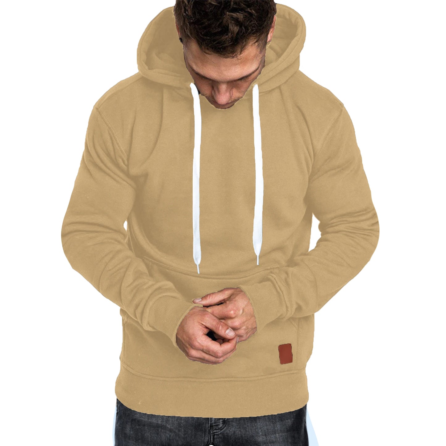 Men's autumn and winter solid color outdoor sports casual hoodie top