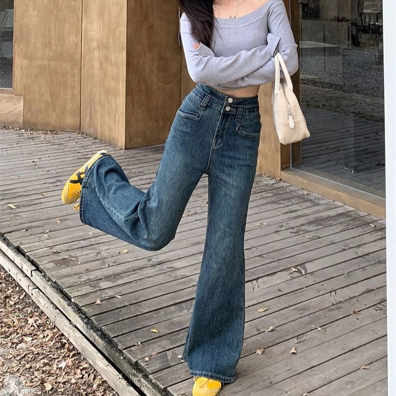 Women Punk Sweet Cool Pants High Waist Straight Jeans Summer Loose Wide Leg Trousers Sweet Vintage Clothing Jeans Dnim Pants