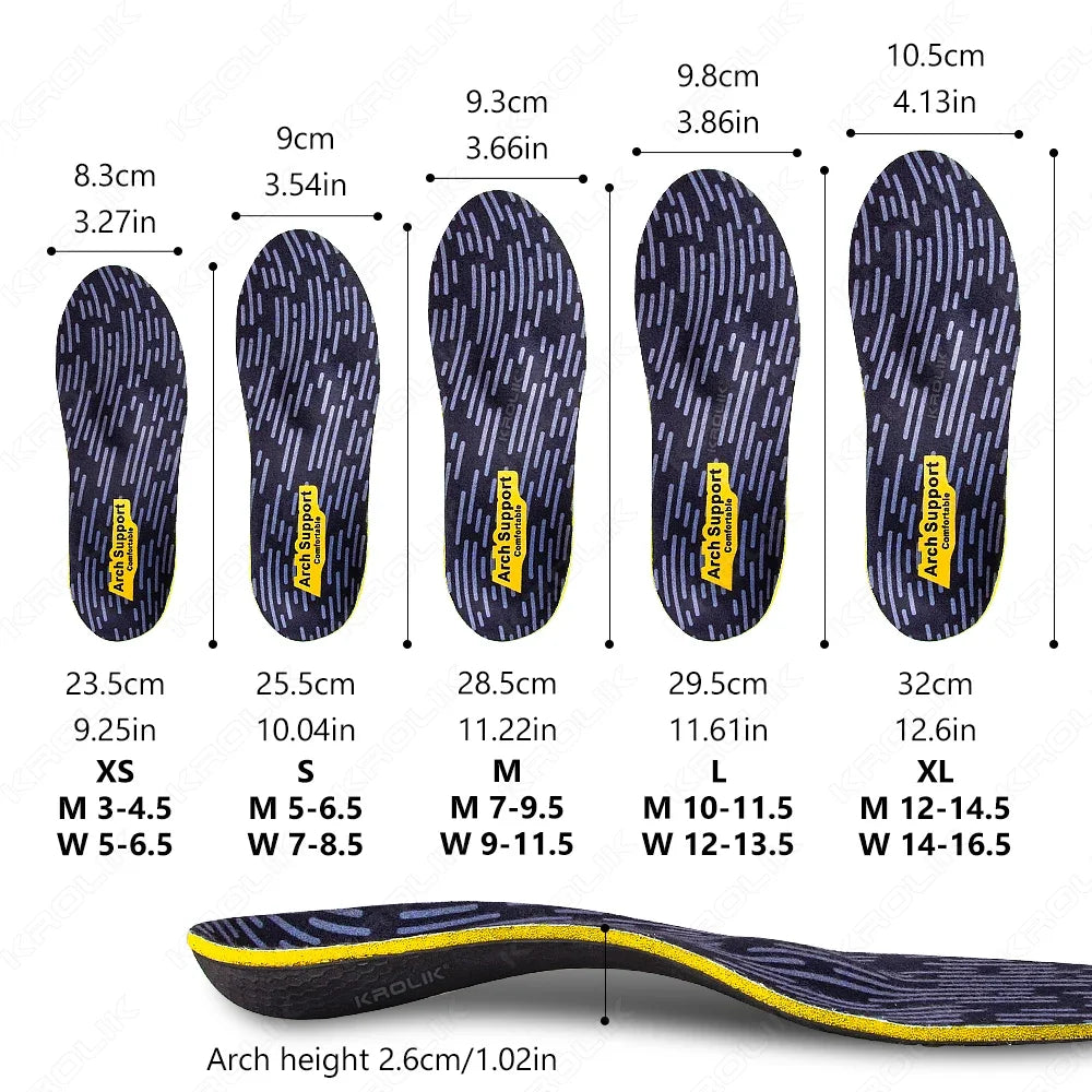 High Arch Support Orthopedic Sports Insoles Plantar Fasciitis Flat Foot Men & Women Sneaker Orthotic Plantillas Insert Shoe Sole