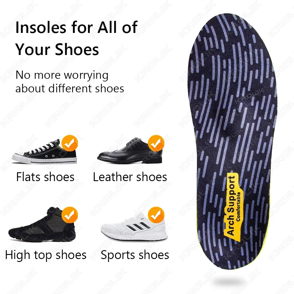 High Arch Support Orthopedic Sports Insoles Plantar Fasciitis Flat Foot Men & Women Sneaker Orthotic Plantillas Insert Shoe Sole