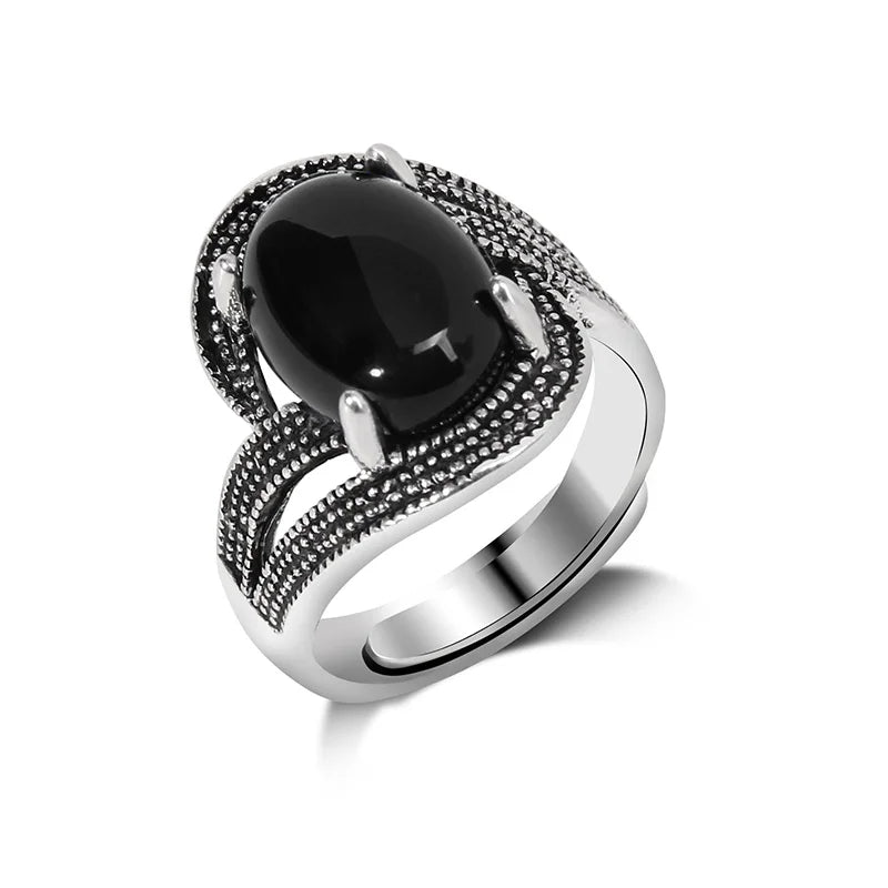 Rose Quartzs Rings Natural Stone Labradourites Beads Rings Silver Color Rings Party Wedding Anniversary Engagement Gifts Jewelry