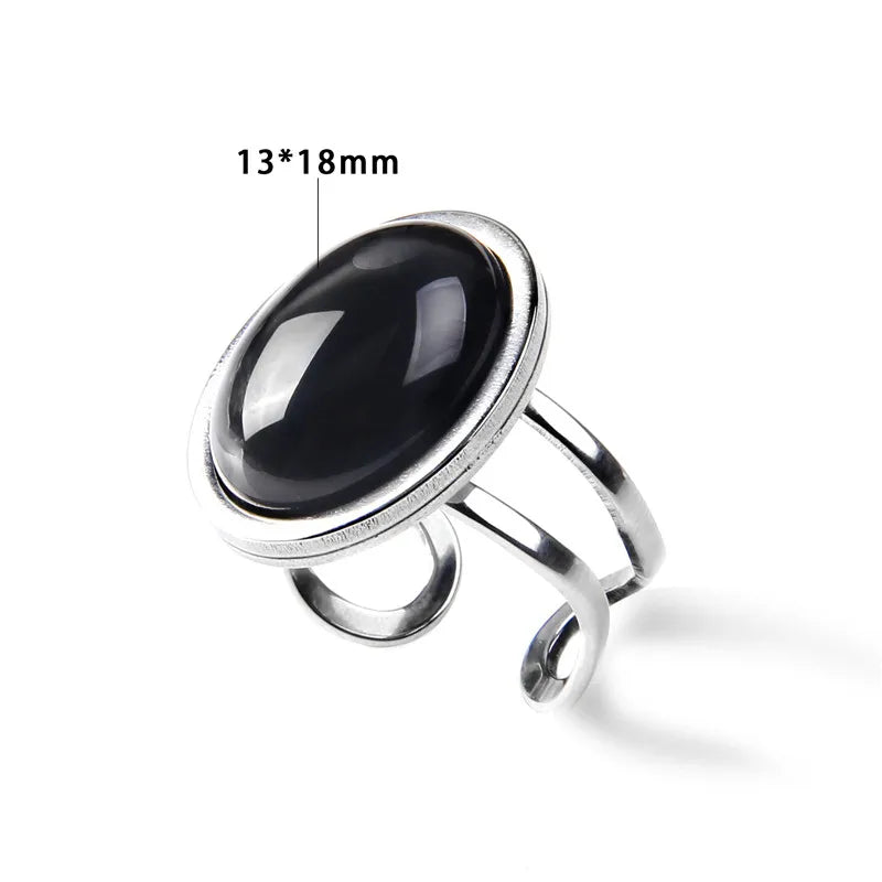 Rose Quartzs Rings Natural Stone Labradourites Beads Rings Silver Color Rings Party Wedding Anniversary Engagement Gifts Jewelry