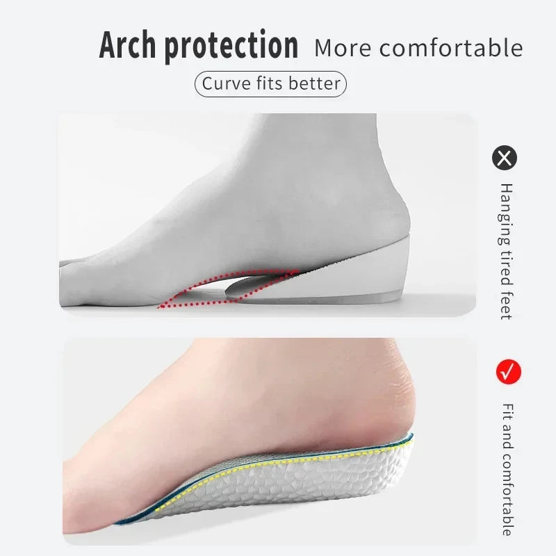 Soft Height Increase Insoles Sneakers Heel Lift Memory Foam Light Weight Shoe Pads for Men Women Arch Support Orthopedic Insoles