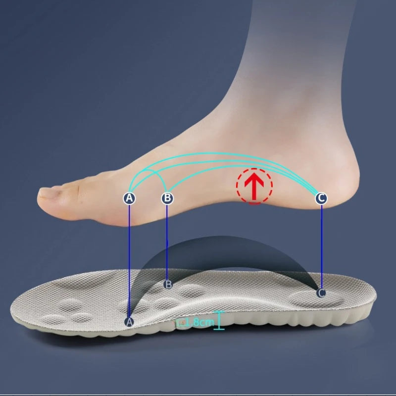4D Latex Sport Insoles Soft High Elasticity Shoe Pads Breathable Running Basket Shoe Sole Arch Support Orthopedic Inserts Unisex