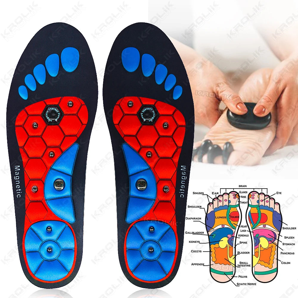 1 Pair Acupressures Insoles Magnetic Insoles for Women Men EVA Foot Massage Orthopedic Acupressures Insoles Pads for Weight Loss