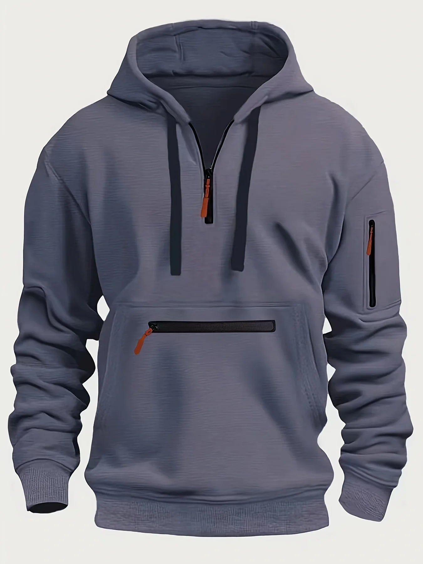 Spring and Autumn New Men's Zipper Multi Pocket Hoodie Fashion Sports Street Trend Long Sleeve Hoodie Loose Jacket