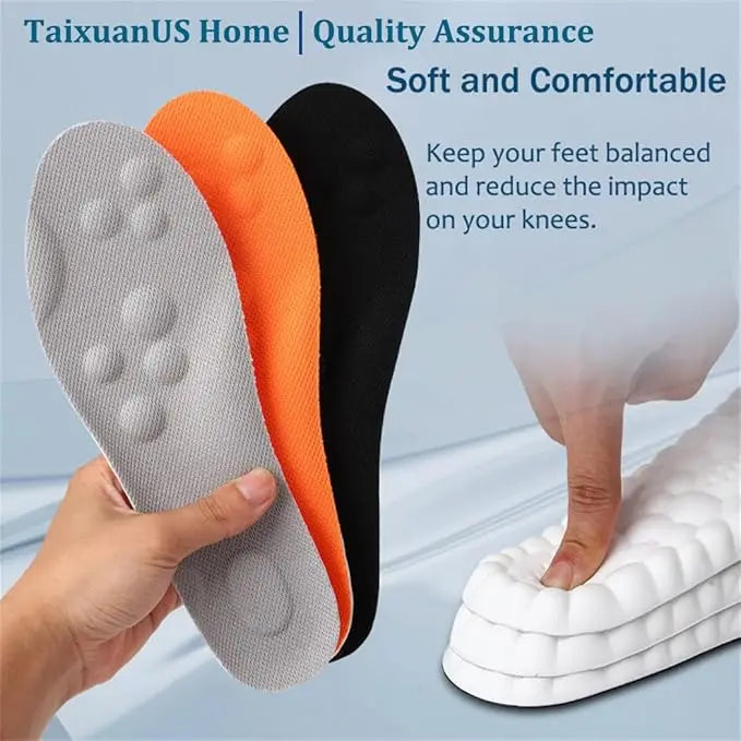 4D Latex Sport Insoles Soft High Elasticity Shoe Pads Breathable Running Basket Shoe Sole Arch Support Orthopedic Inserts Unisex