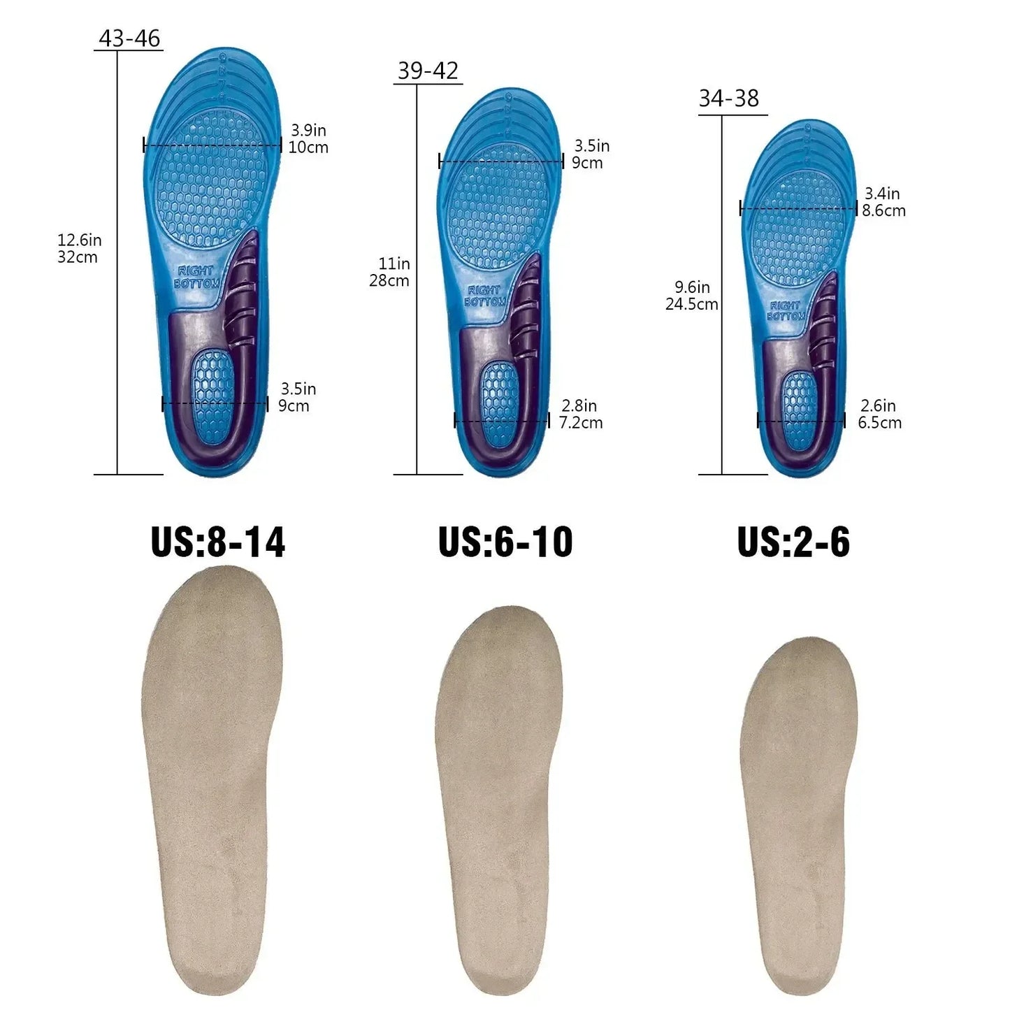 NEW 1 Pair Man Women Orthotic Arch Support Massage Insole Unisex Silicone Anti Slip Gel Soft Sport Shoe Pad Shock Absorption
