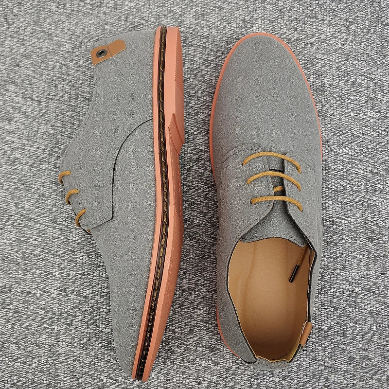 2024 Spring Suede Leather Men Shoes Oxford Casual Shoes Classic Sneakers Comfortable Footwear Dress Shoes Large Size Flats