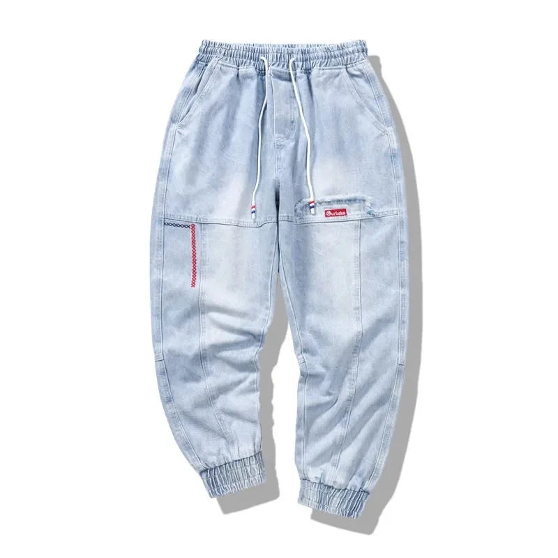 2024 New Men Streetwear Hip Hop Cargo Pants Mens Jeans Elastic Harem Joggers Pants Autumn Spring Trousers Men Clothing S-4XL