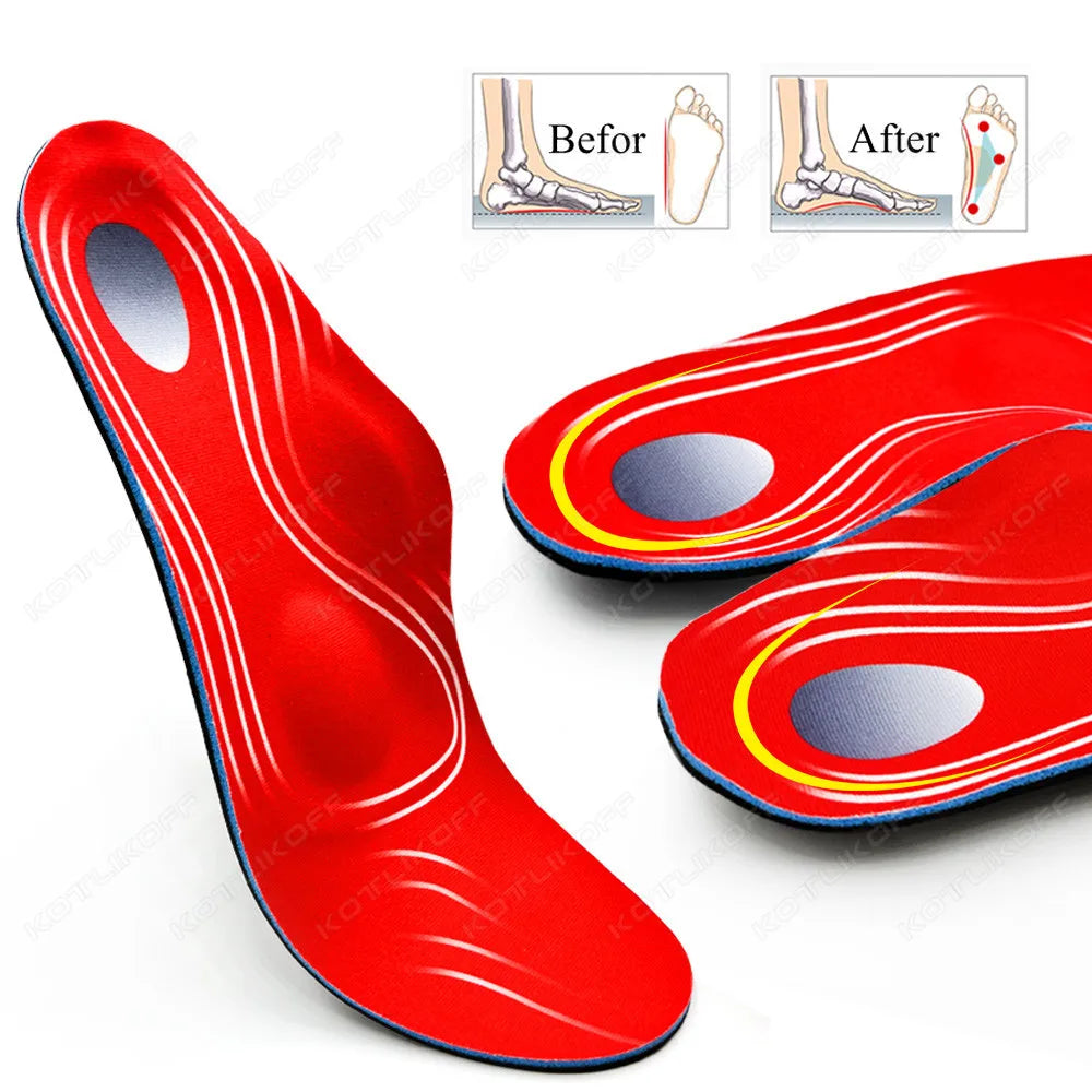 KOTLIKOFF Severe Flat Feet Insoles Orthotic Arch Support Inserts Orthopedic Shoes Sole For High Heel Plantar Fasciitis Men Woman