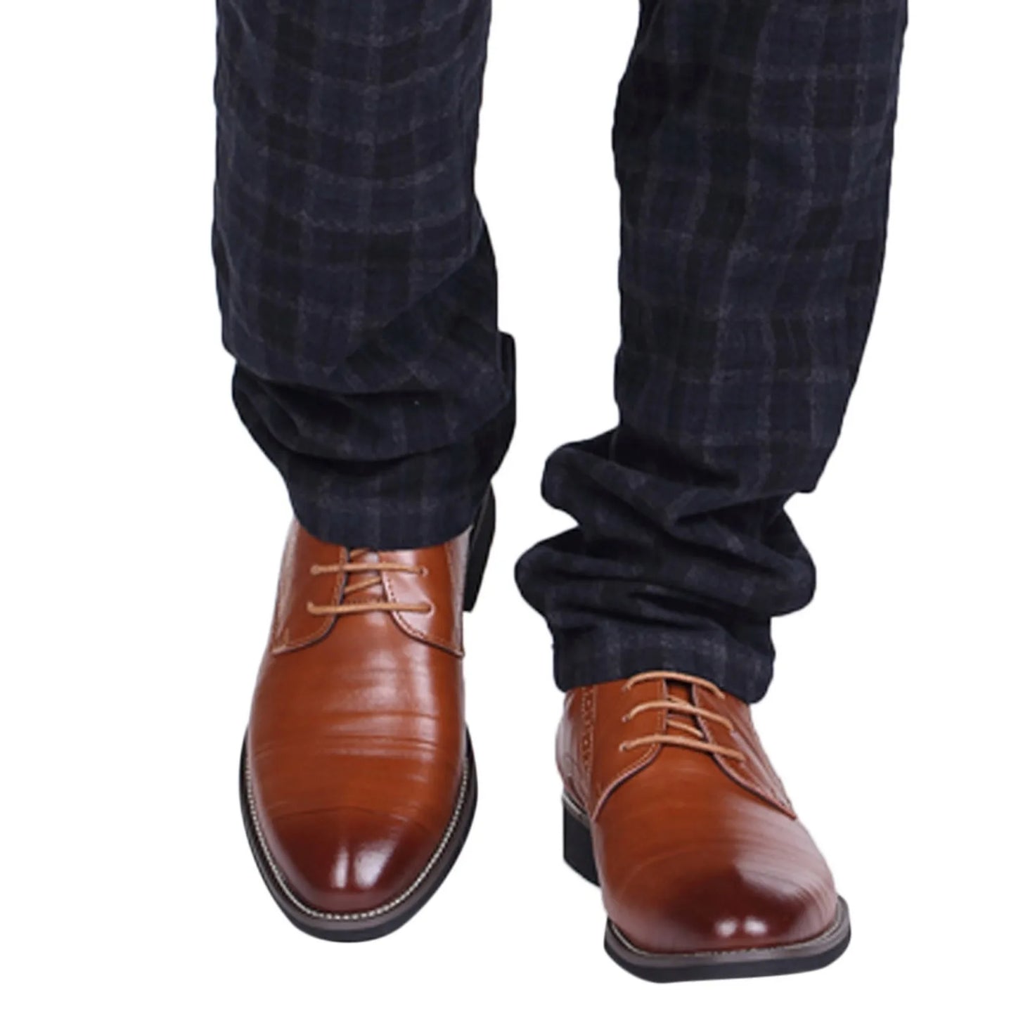 Men's Soft Leather Slip on Shoes Classical Style Shoes For Men Slip On PU Leather Low Rubber Sole Block Heel Work Eye 2