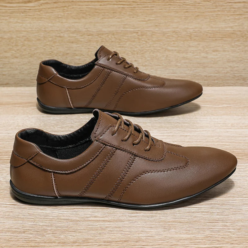 Men Business Casual Lace-up Shoes Leather Men's Comfortable Driving Flats Sneakers Shoes Quality Classic Outdoor Oxfords Shoes