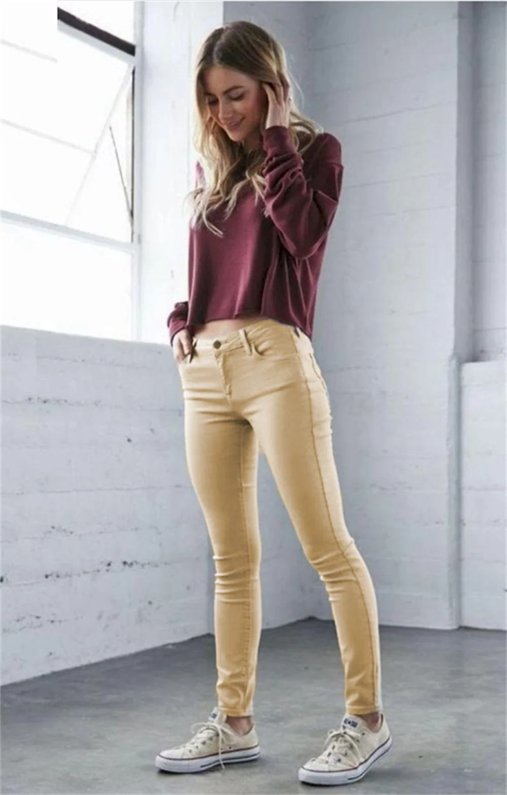 Skinny Jeans for Women Khaki Pants Stretchy Trousers Denim Pants for Daily Slimming Jeggings Ankle