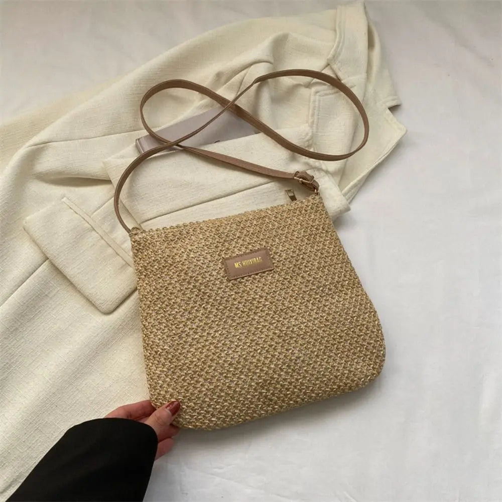 Ladies Fashion Summer Straw Crossbody Bag Women Beach Holiday Shopping Woven Shoulder Handbag Messenger Purses for Women Bags