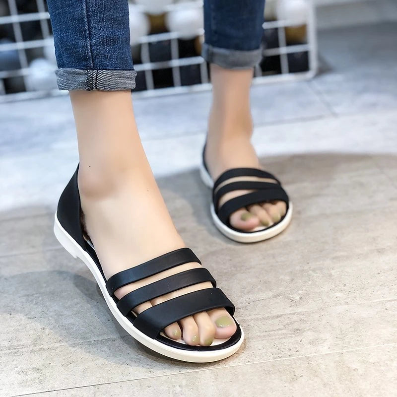 2024 New Fashion Women Comfortable Sandals Summer New Candy Color Women Cute Shoes Peep Toe OutdoorShoes Woman Flats
