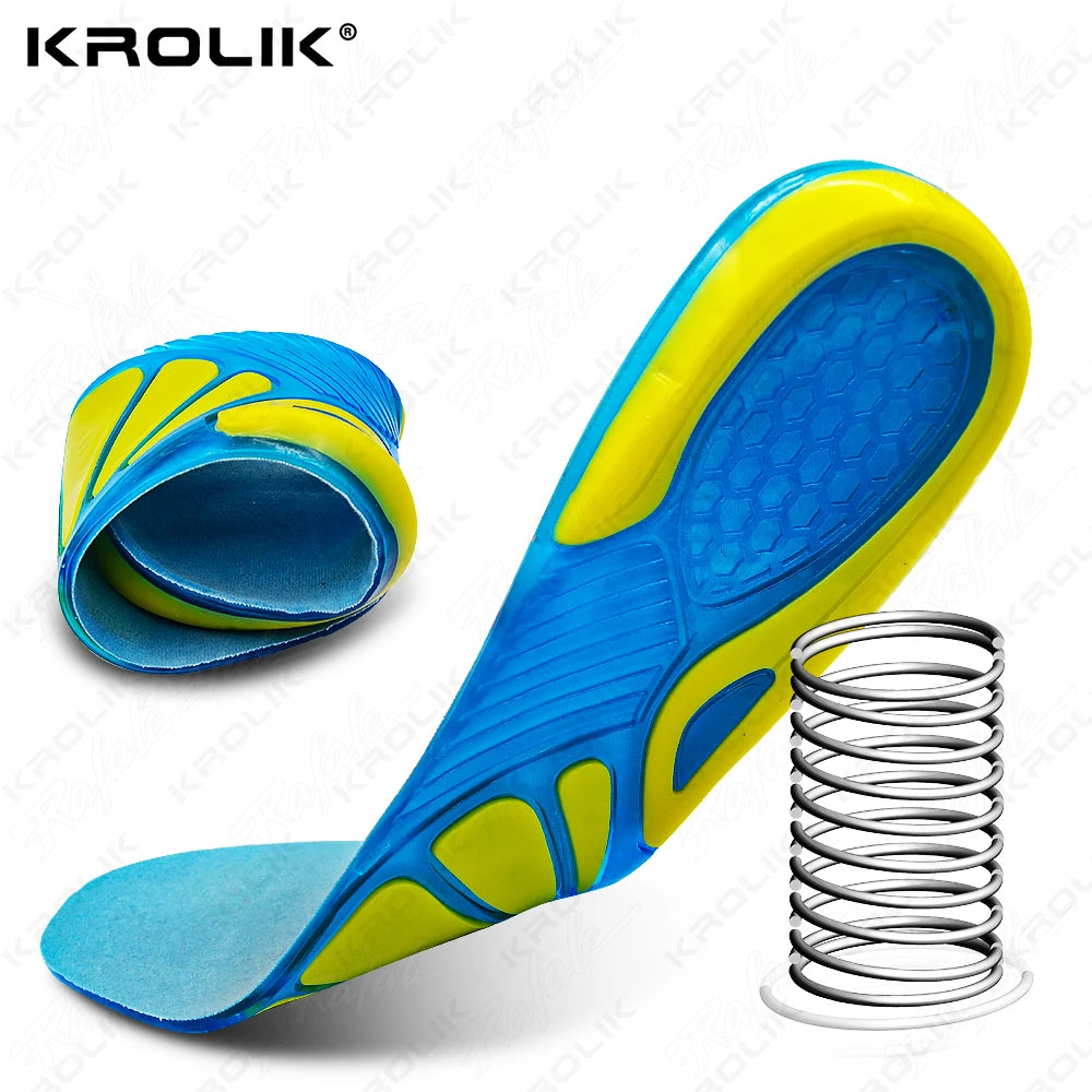 KROLIK Silicon Gel Insoles Absorption Pads Foot Care for Plantar Fasciitis Heel Spur Running Sport Insoles Outdoor Insoles