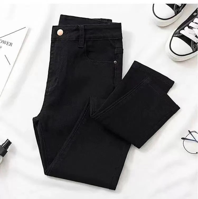 New Women Pants Autumn Elastic Pencil Trousers High Waist Ladies Tight Clothing Slim Fit Casual Skinny Denim Women Jeans PTKPCC