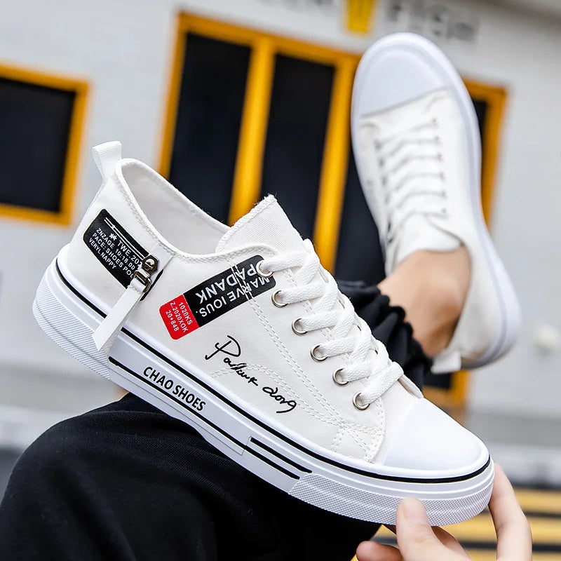 2025 Summer Men's Canvas Sneakers Low-Top Casual Breathable Shoes for Teen Trendy Lightweight Youth Streetwear Comfort Footwear