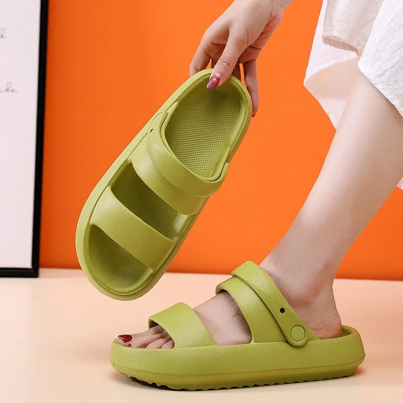 Kidmi Summer Women Sandals Couple Home Slippers Non-slip Breathability Thick Sole Home Womens Shoes Outdoor Soft Sole Sandals