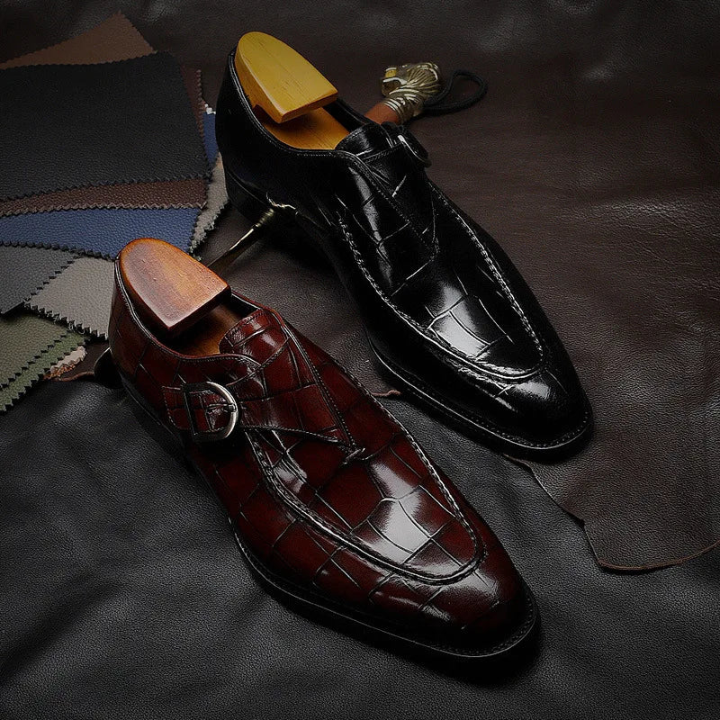 Retro Black Men Loafers Pu Leather Square Toe Slip-On Business Mens Formal Shoes Handmade Dress Shoes Size 38-48 Men Shoes