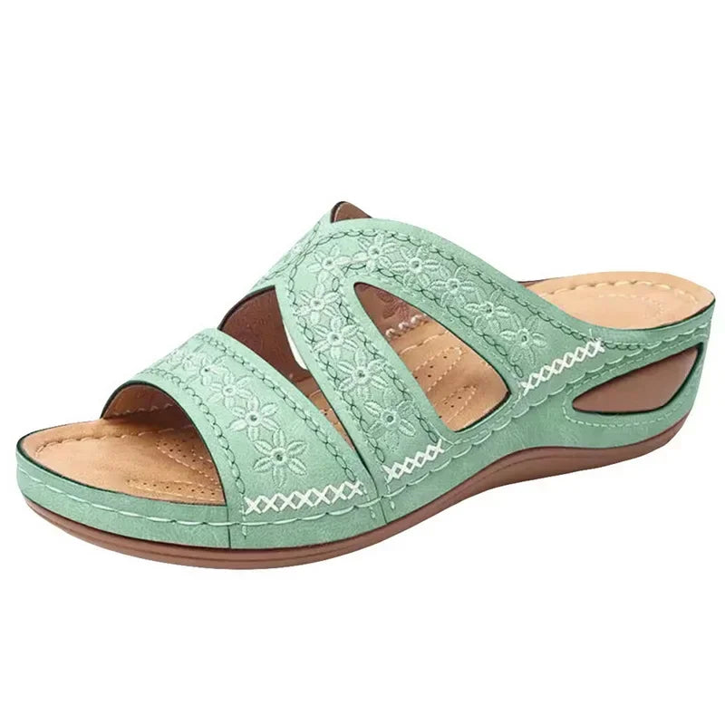 Summer Women Wedge Sandals Premium Orthopedic Open Toe Sandals Vintage Anti-slip Leather Casual Female Platform Retro Shoes
