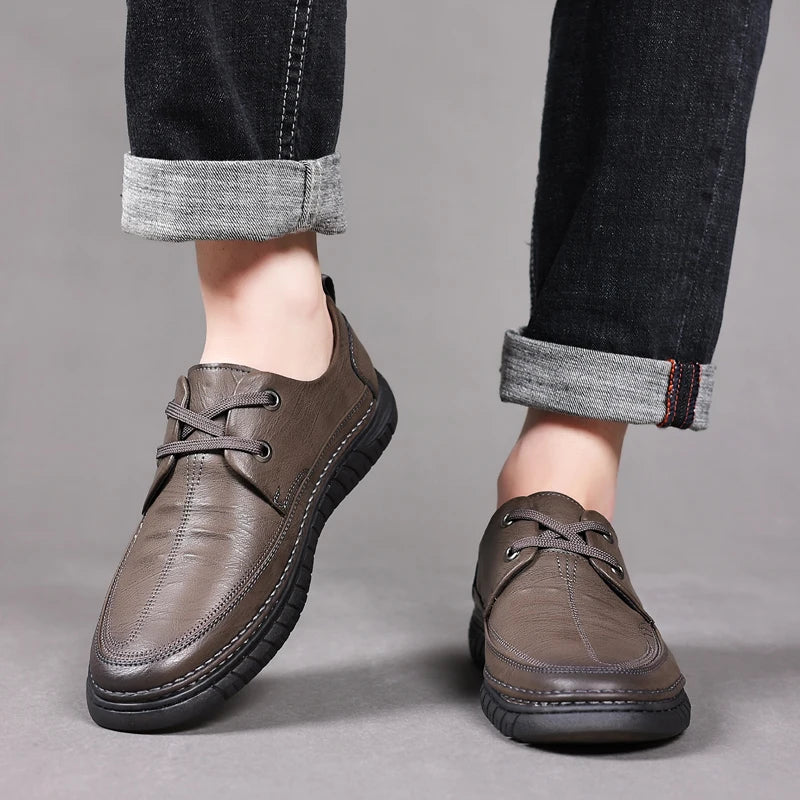 Flats Office Business Oxford Shoes Lace Up Men Leather Fashion Driving Shoes Man Comfortable Men Soft Sole Casual Sneakers Shoes