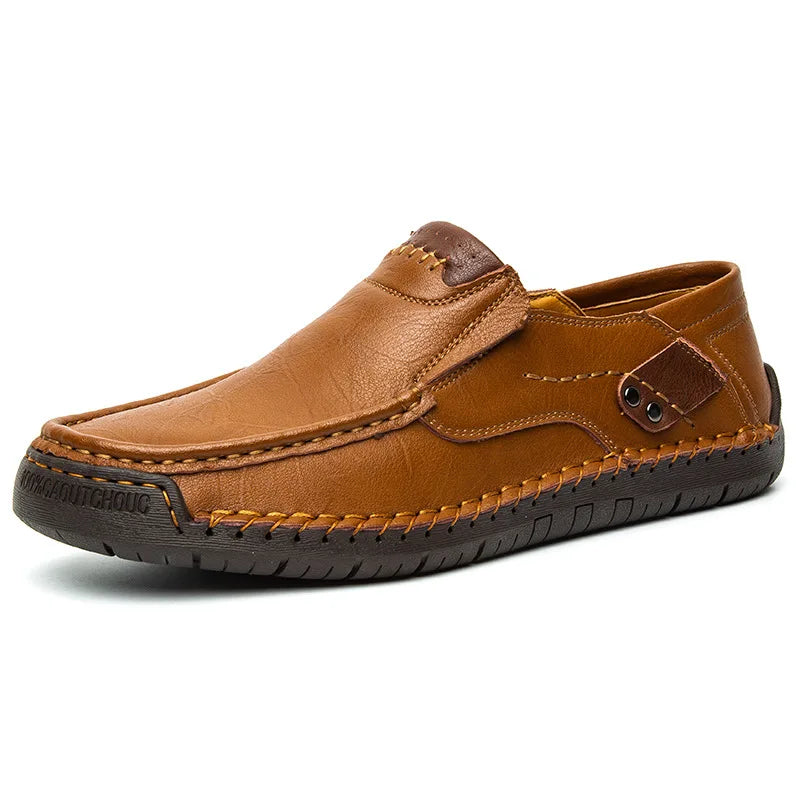 New Handmade Leather Men Shoes Casual Comfortable Men Loafers Slip On Leather Shoes Men Flats Hot Sale Outdoor Walking Shoes