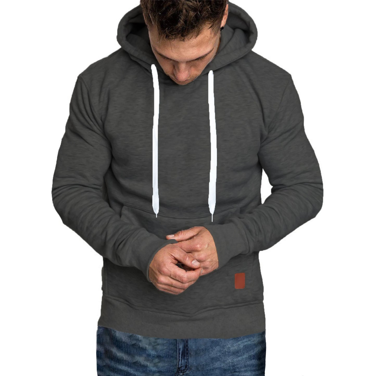 Men's autumn and winter solid color outdoor sports casual hoodie top