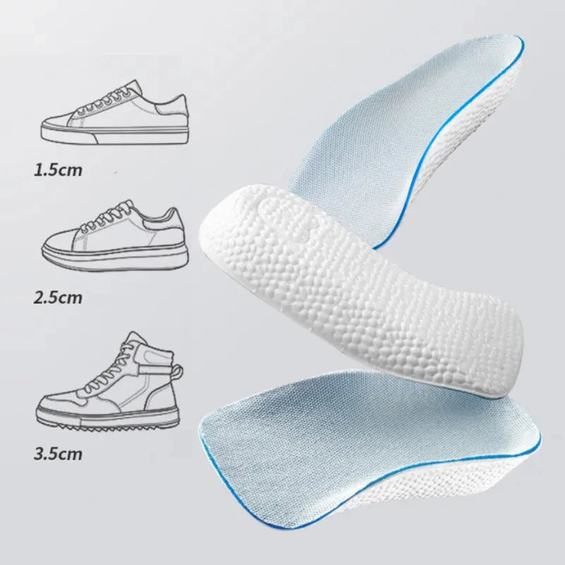 Soft Height Increase Insoles Sneakers Heel Lift Memory Foam Light Weight Shoe Pads for Men Women Arch Support Orthopedic Insoles