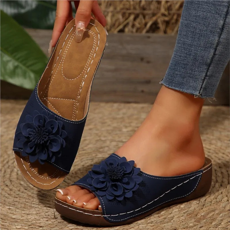 Women's Sandals Soft Heels Sandals Summer 2025 Casual Wedges Heeled Shoes Women Elegant Low Platform Slippers Sandalias Mujer