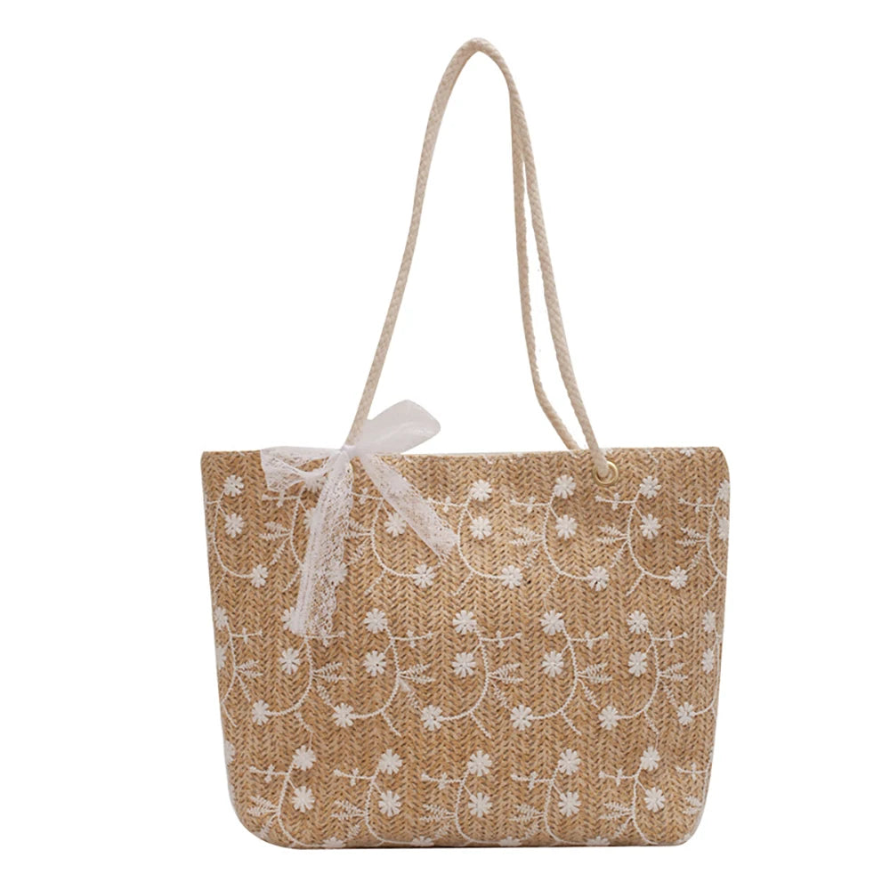 Travel Holiday Shoulder Lace Lace Lace Lace braided bag Large capacity beach bag Straw braided style handbag shoulder bag cmc