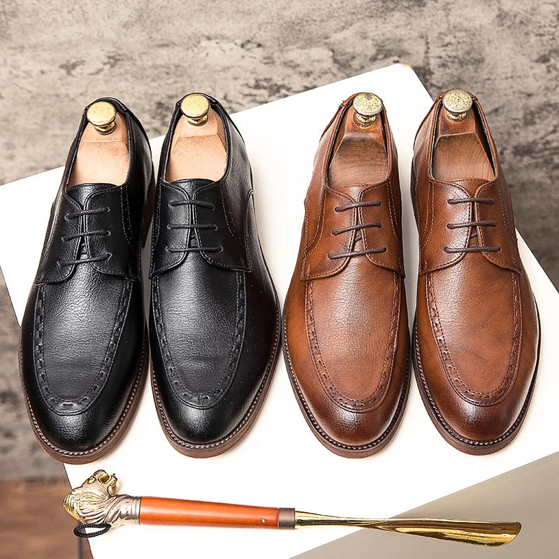 High Quality Formal Shoes Male Classic Business British Wedding Social Leather Shoes Male Brogue Men’s Dress Leather Man Loafers