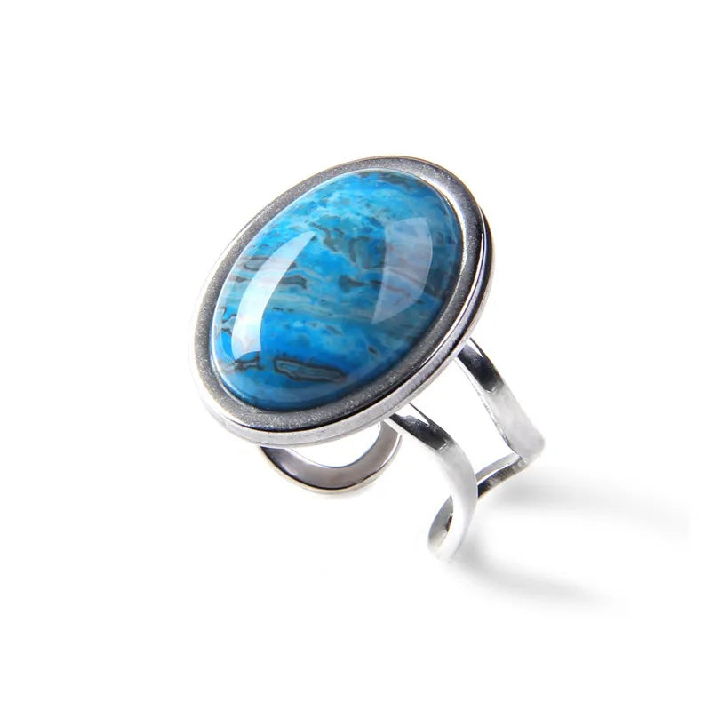 Rose Quartzs Rings Natural Stone Labradourites Beads Rings Silver Color Rings Party Wedding Anniversary Engagement Gifts Jewelry