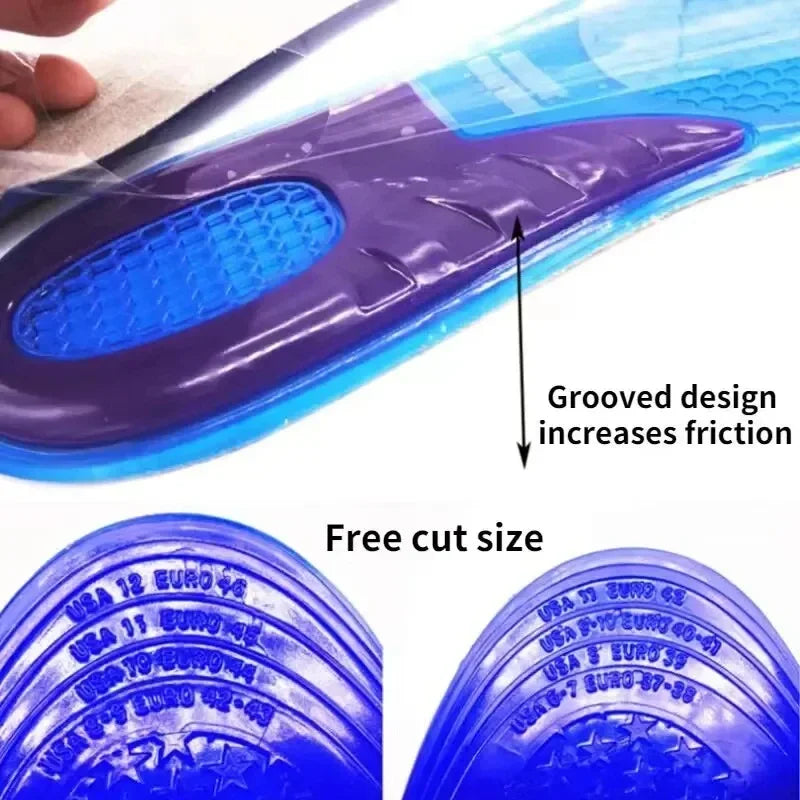 NEW 1 Pair Man Women Orthotic Arch Support Massage Insole Unisex Silicone Anti Slip Gel Soft Sport Shoe Pad Shock Absorption