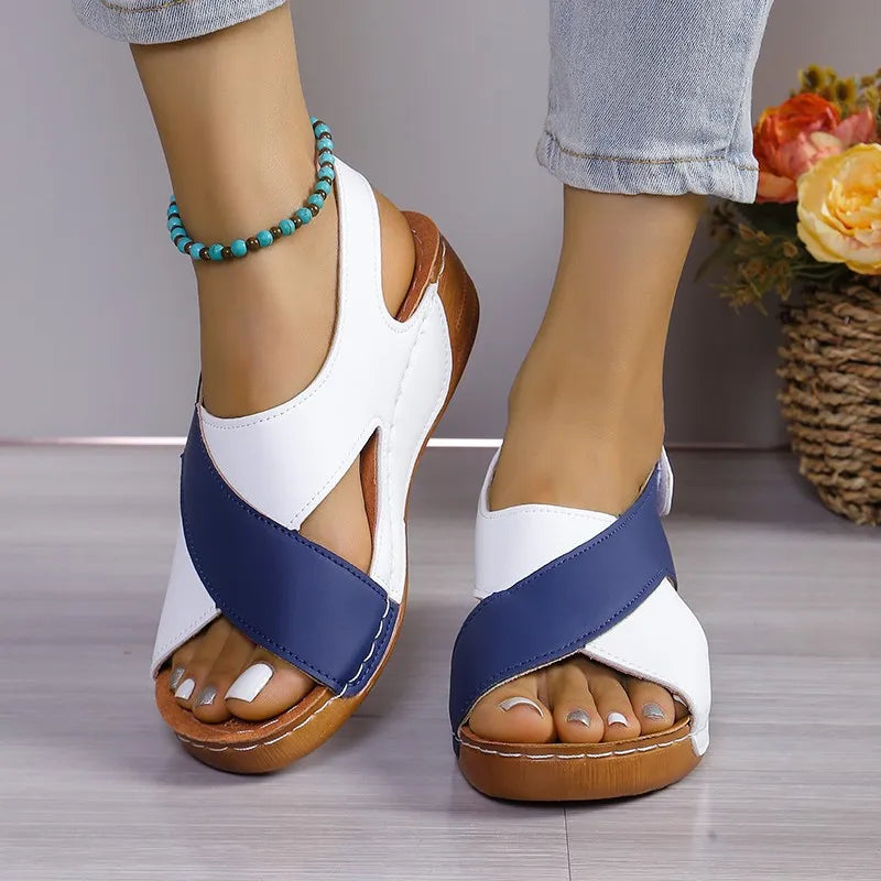 New Summer European and American Large-size Fish Mouth Cross Thick-soled Sandals for Women