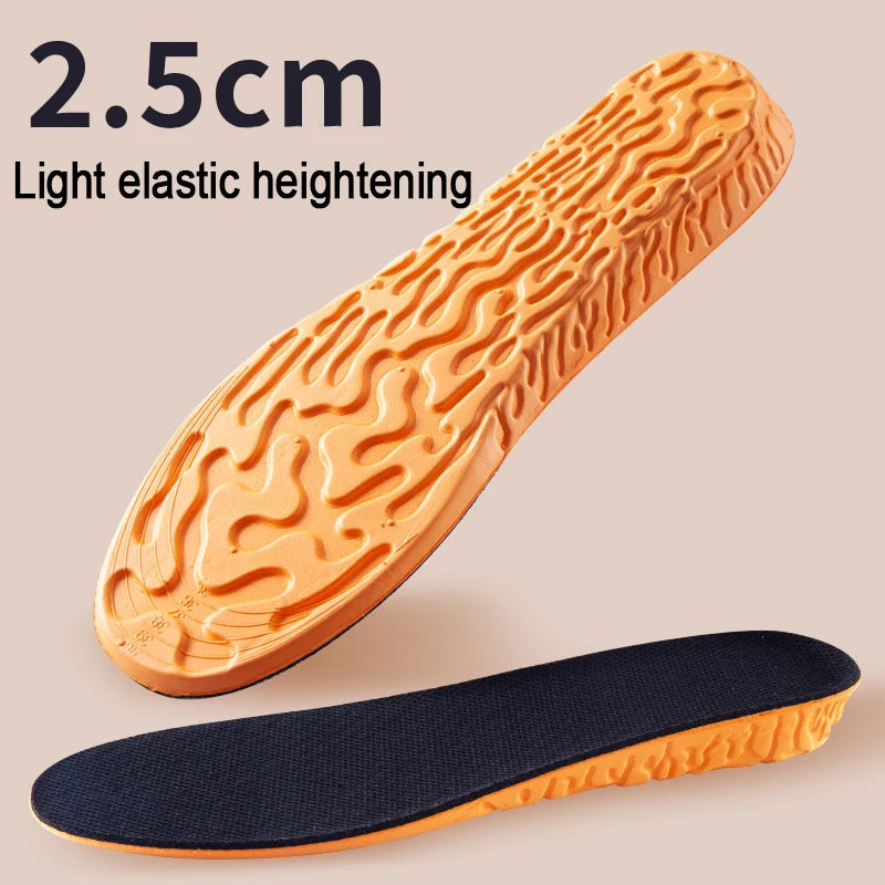 1.5-3.5cm Invisible Height Increase Sport Insoles Orange EVA Memory Foam Shoes Sole Pad Breathable Comfortable for Men Feet Care