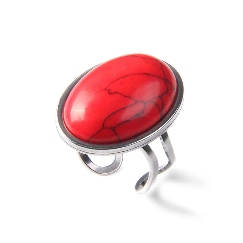 Rose Quartzs Rings Natural Stone Labradourites Beads Rings Silver Color Rings Party Wedding Anniversary Engagement Gifts Jewelry
