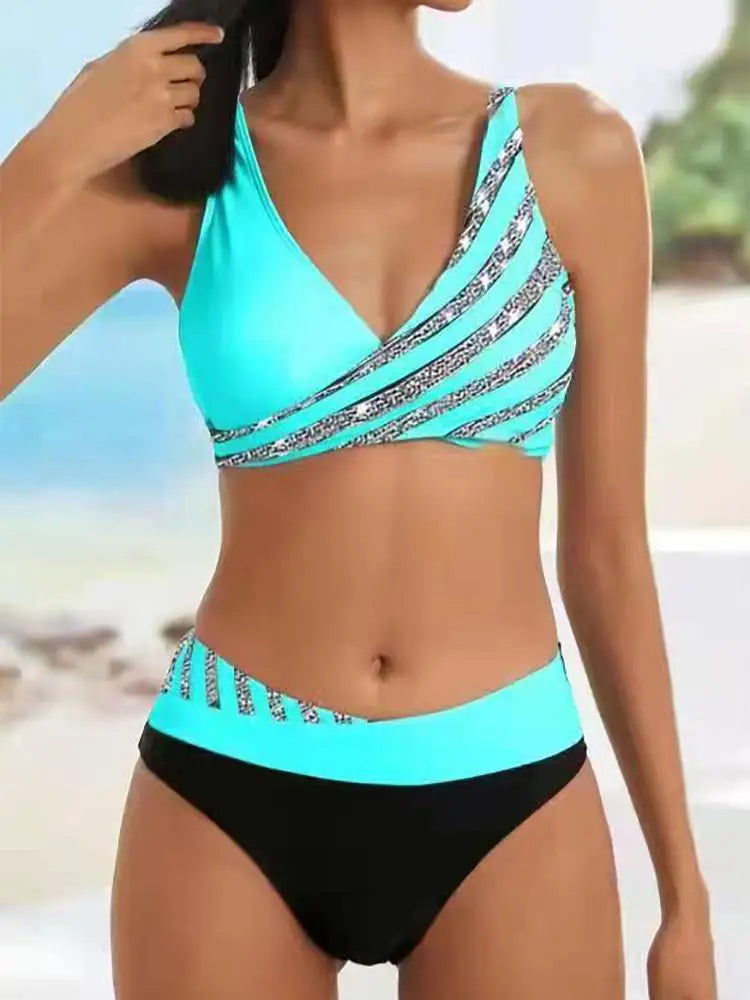 New Women Sexy Stripe Bikini Female Summer Swimsuit Two Piece Bikini Set Beachwear Swim Suit Swimwear Brazil Bathing Suit
