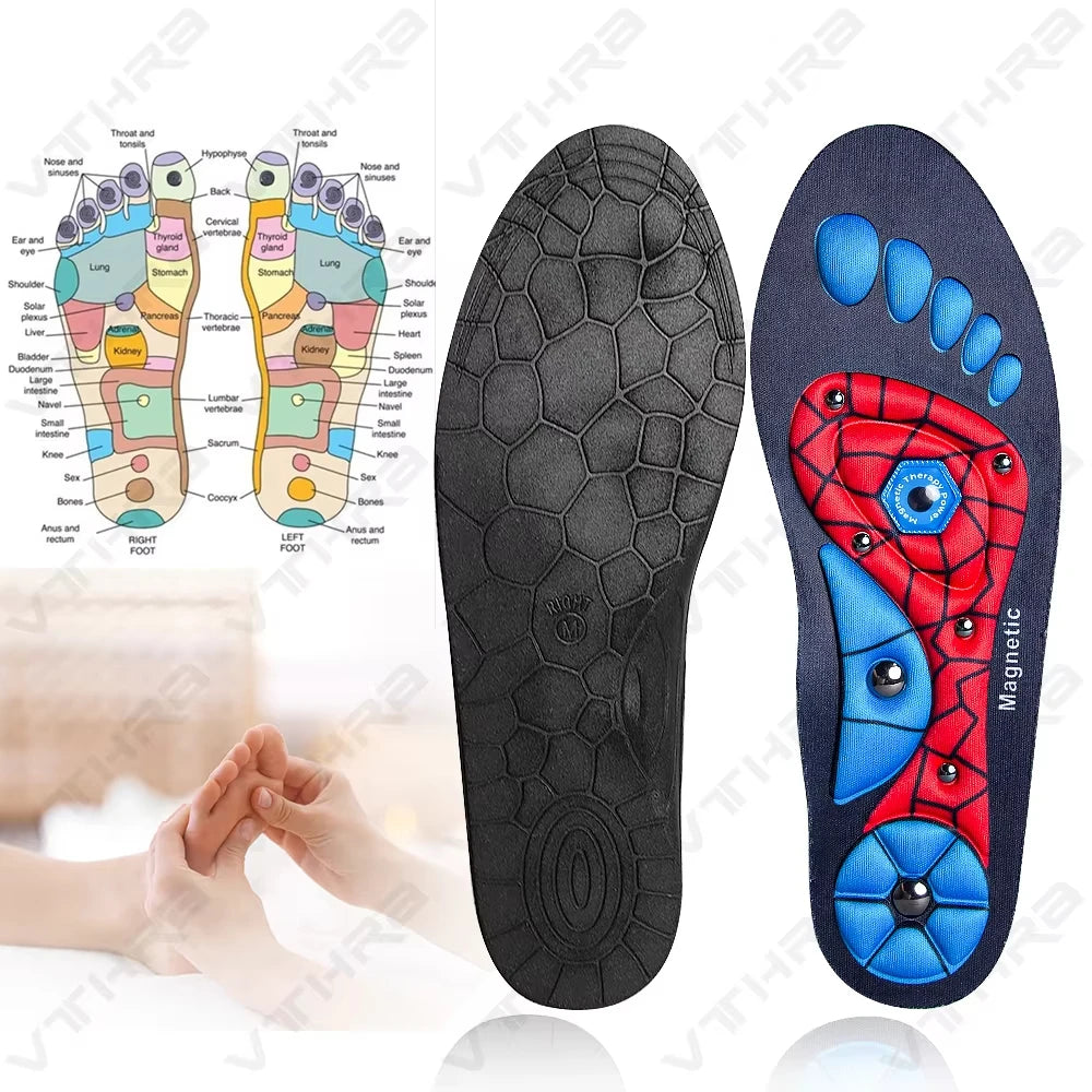 1 Pair Acupressure Foot Insoles For Men Women Orthopedic Gel Magnetic Shoe Inserts Magnet Technology Support Insole