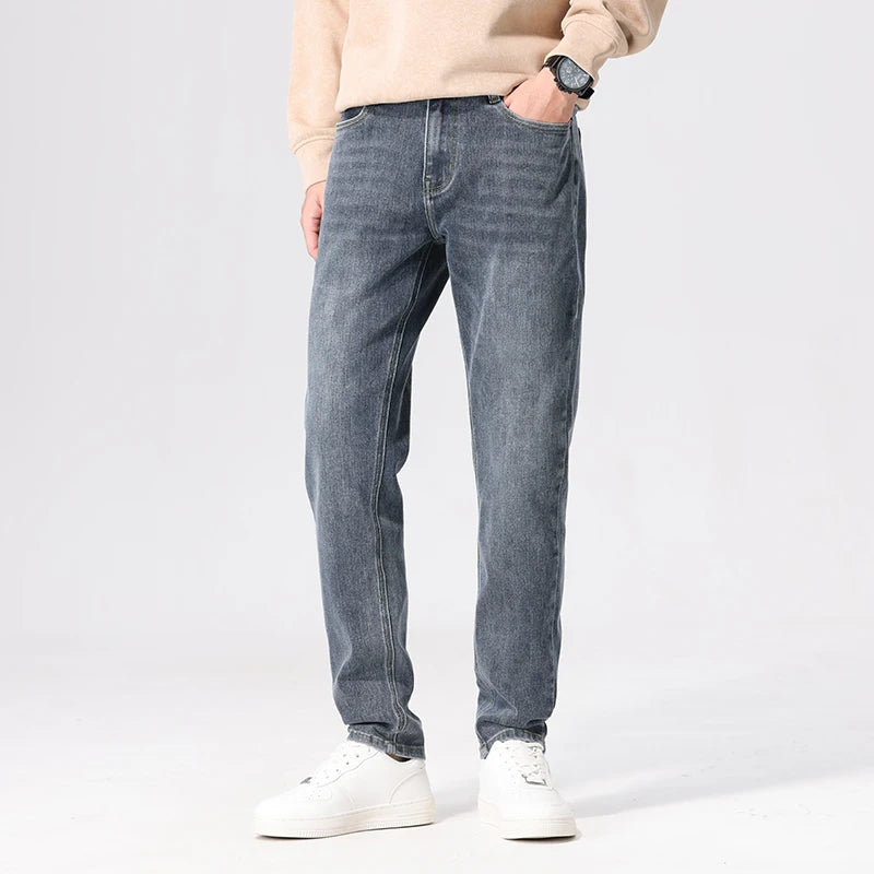 HIQOR Autumn Vintage Mens Denim Jeans Men's Baggy Straight Jeans Fashion Korean Mens Jeans Pants Denim Trousers Streetwear Male