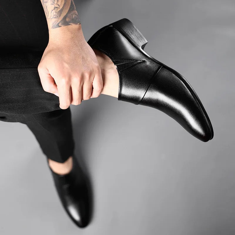 Men PU Leather Shoes Formal Dress Shoes for Men Plus Size Party Wedding Office Work Shoe Slip on Business Casual Oxfords Zapatos