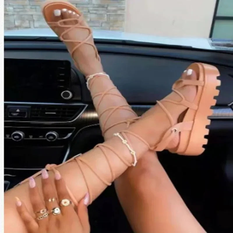 Summer Fashion New Style Slope Heel Thick Bottom Women's Sandals with Bare Toes Thick Heel Strap External Slippers