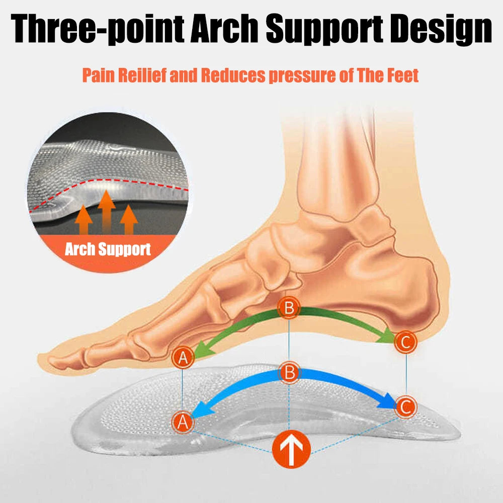 Silicone Gel Orthopedic Insoles for Shoes Women Flat Feet Arch Support Foot Insoles for Plantar Faciitis Pain Relief Shoe Pads