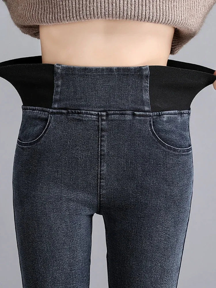 PTKPCC New Elastic Waist Skinny Jeans Women Spring Slim Stretch Denim Pants Vintage Pencil Vaqueros Mom Pantalones De Mujer