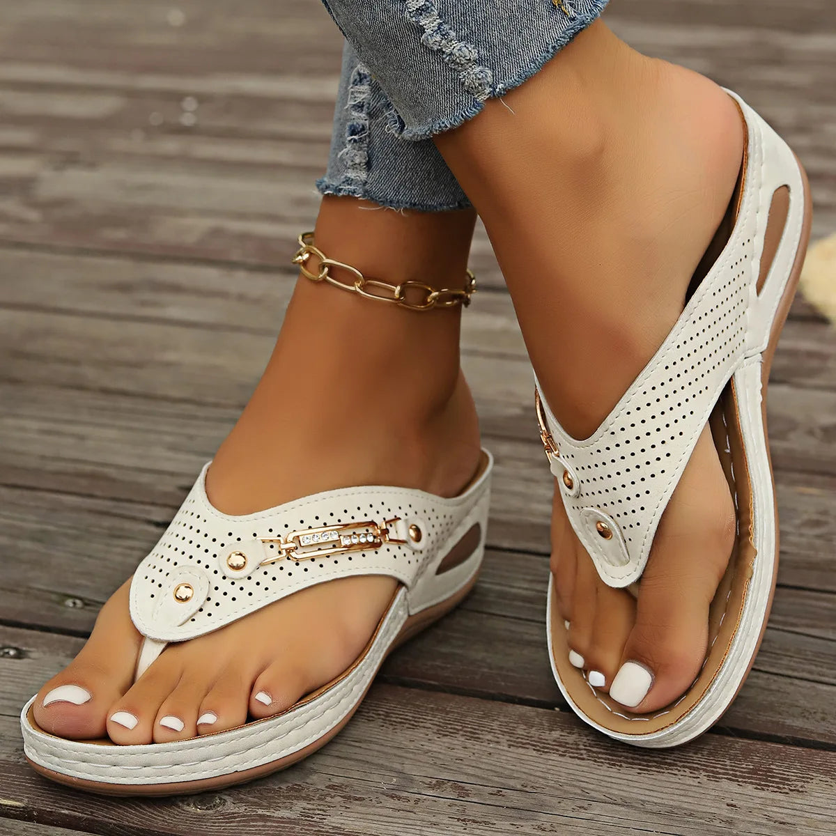 Summer Womens Orthopedic Sandals Orthopedic Flip-Flops With Arch Support Thick Sole Slippers Non-Slip For Daily Wear Beach